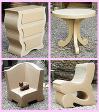 Mobilier en carton fait en stage de formation artisan basique