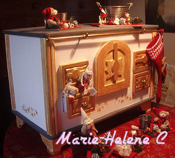 Fourneau en carton décor pour vitrine de noel en guise de loisirs creatifs