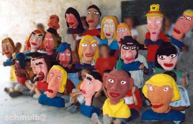 Sculptures de bustes en papier mache a l ecole de Saint Jean Lasseille 66300
