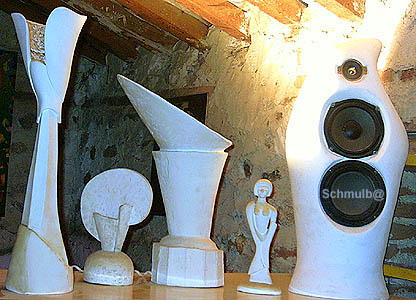 Sculpture de luminaires et objets en platre. Travaux manuels