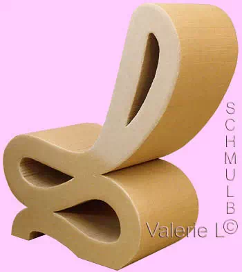 Chaise ruban en carton dessinée par Schmulb