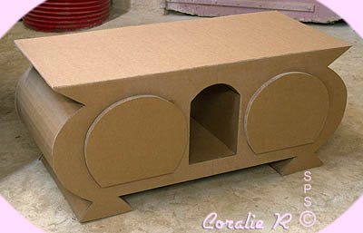 Meuble TV design bas en carton deux tiroirs