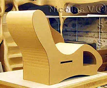 Meridienne ou sofa réalisée en stage cartonniste pour loisirs creatif